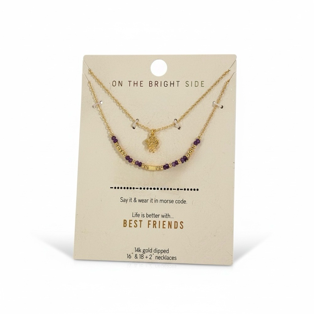 On The Bright Side Set of 2 Necklaces **Best Friends in Morse‎ Code Necklace Set